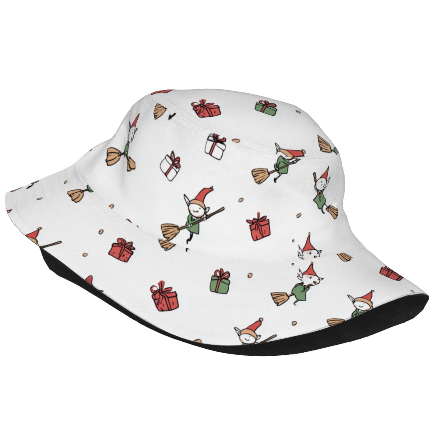 Christmas Elf & Gift Print Bucket Hat β Unisex Foldable Holiday Sun Hat for Winter Fun & Festive Outfits (Fits Head Size 56β58cm)