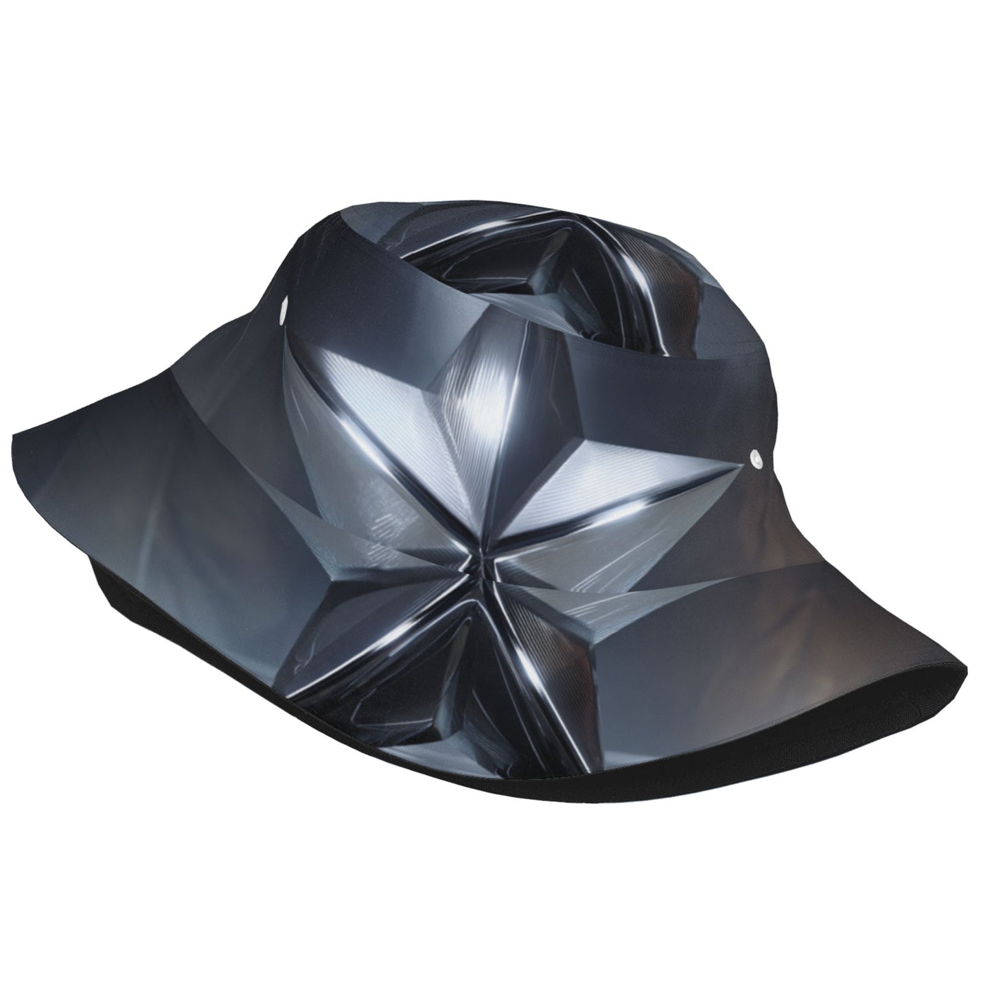 Futuristic 3D Star Bucket Hat β Unisex Foldable Sun Hat with Metallic Texture Print (Fits 56β58cm Head Size)
