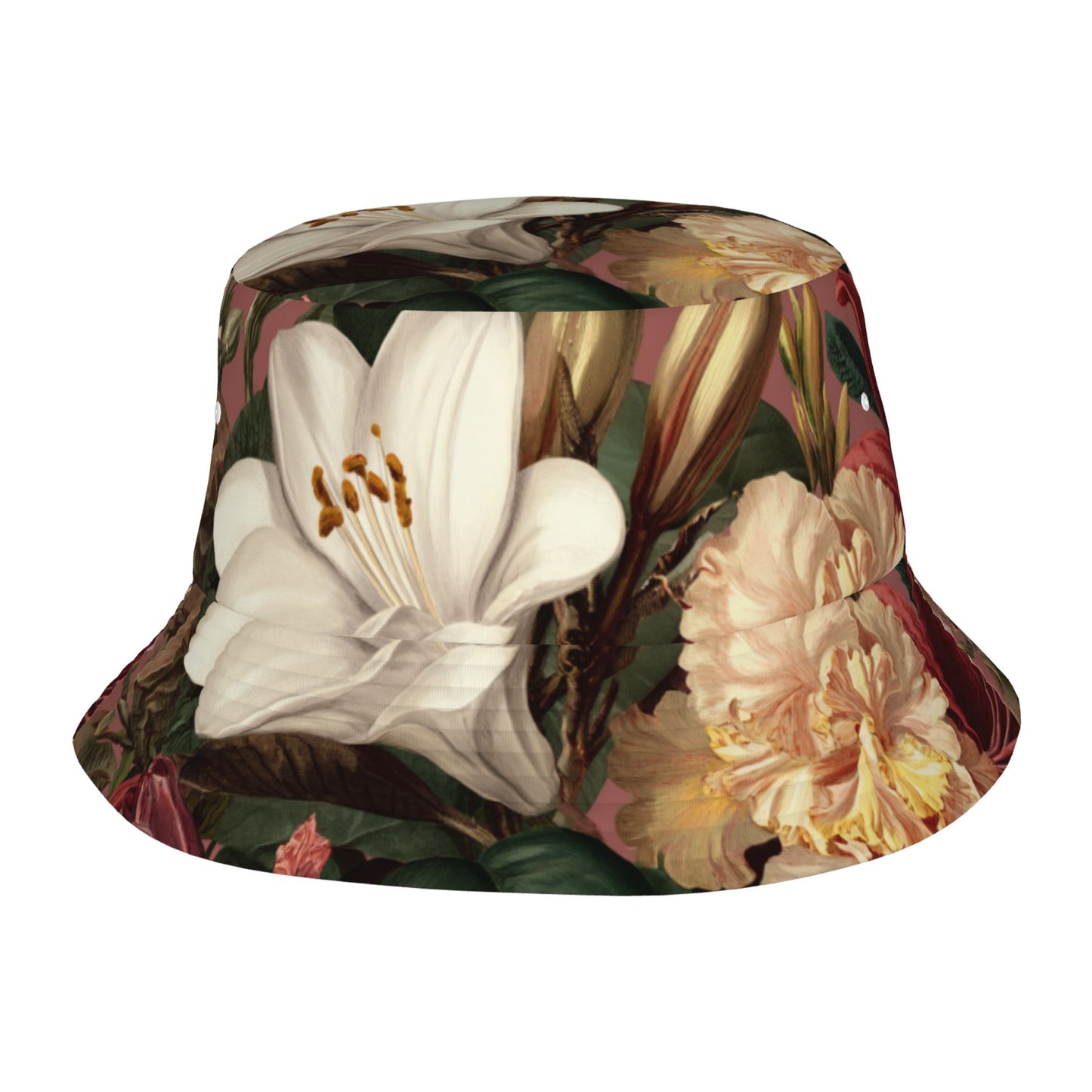 Vintage Floral Pattern Bucket Hat – Unisex Foldable Outdoor Sun Hat (Fits 56-58cm Head Circumference)