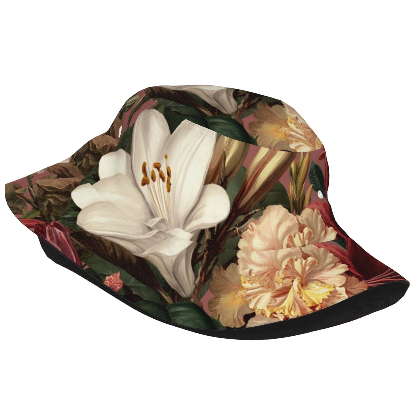 Vintage Floral Pattern Bucket Hat – Unisex Foldable Outdoor Sun Hat (Fits 56-58cm Head Circumference)