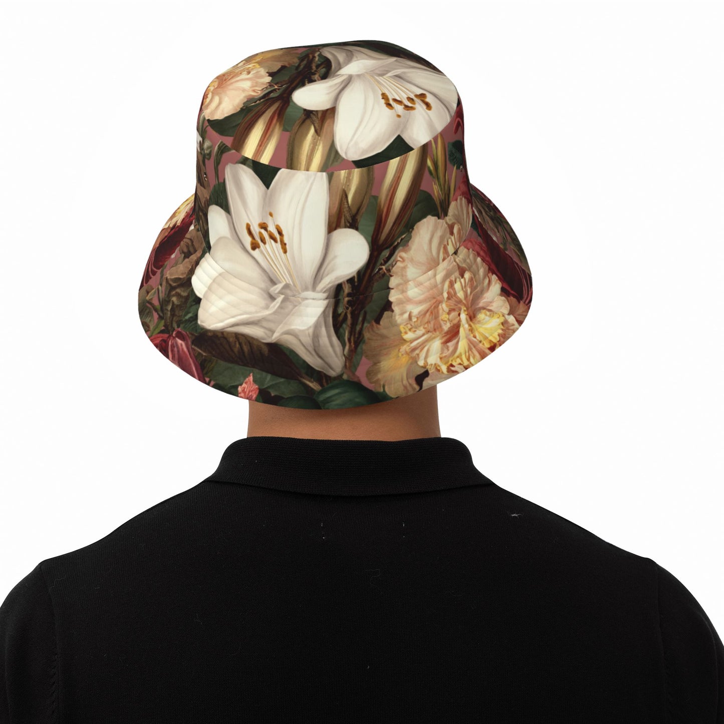 Vintage Floral Pattern Bucket Hat – Unisex Foldable Outdoor Sun Hat (Fits 56-58cm Head Circumference)