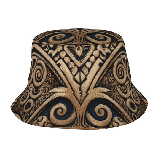 Vintage Tribal Pattern Bucket Hat – Unisex Foldable Outdoor Sun Hat (Fits Head Size 56–58cm)
