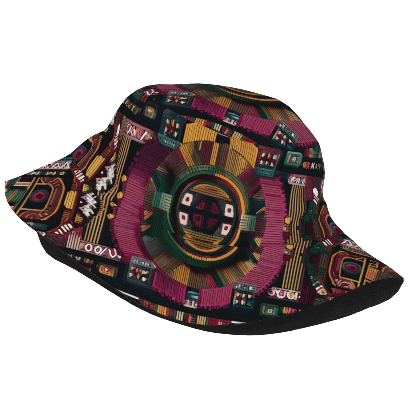Colorful Tribal Geometric Bucket Hat – Unisex Foldable Streetwear Sun Hat (Fits Head Size 56–58cm)