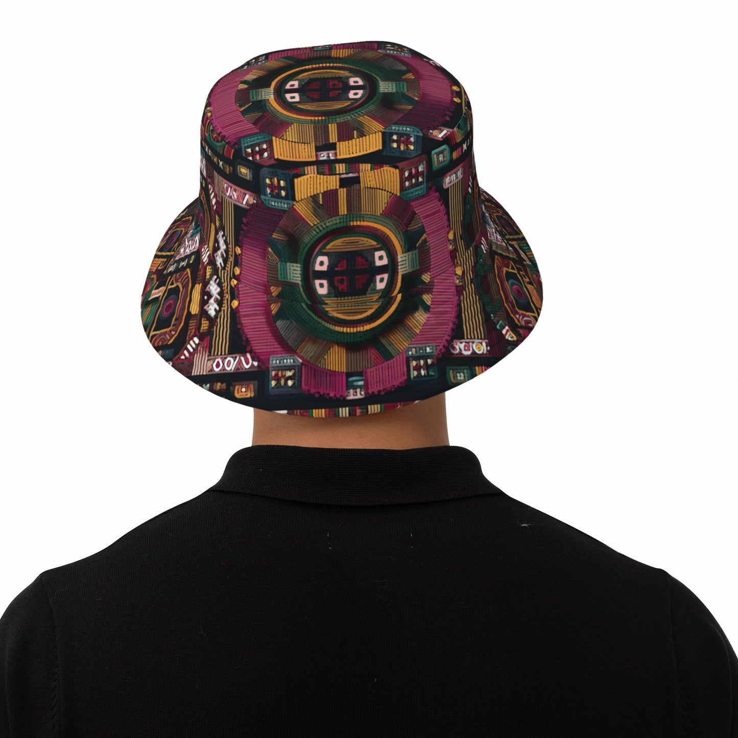 Colorful Tribal Geometric Bucket Hat – Unisex Foldable Streetwear Sun Hat (Fits Head Size 56–58cm)
