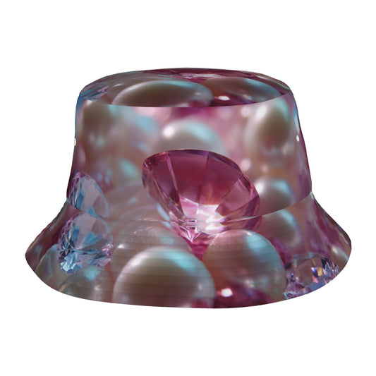 Dreamy Gemstone Pattern Bucket Hat – Unisex Foldable Sun Hat for Travel and Streetwear (Fits Head Size 56–58cm)